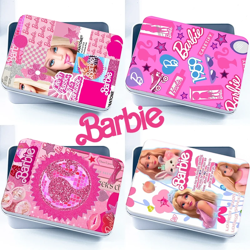 

Barbie Rectangular Iron Box Storage Box Sticker Jewelry Toy Storage Iron Box Packaging Box Desktop Ornaments Women Accessories