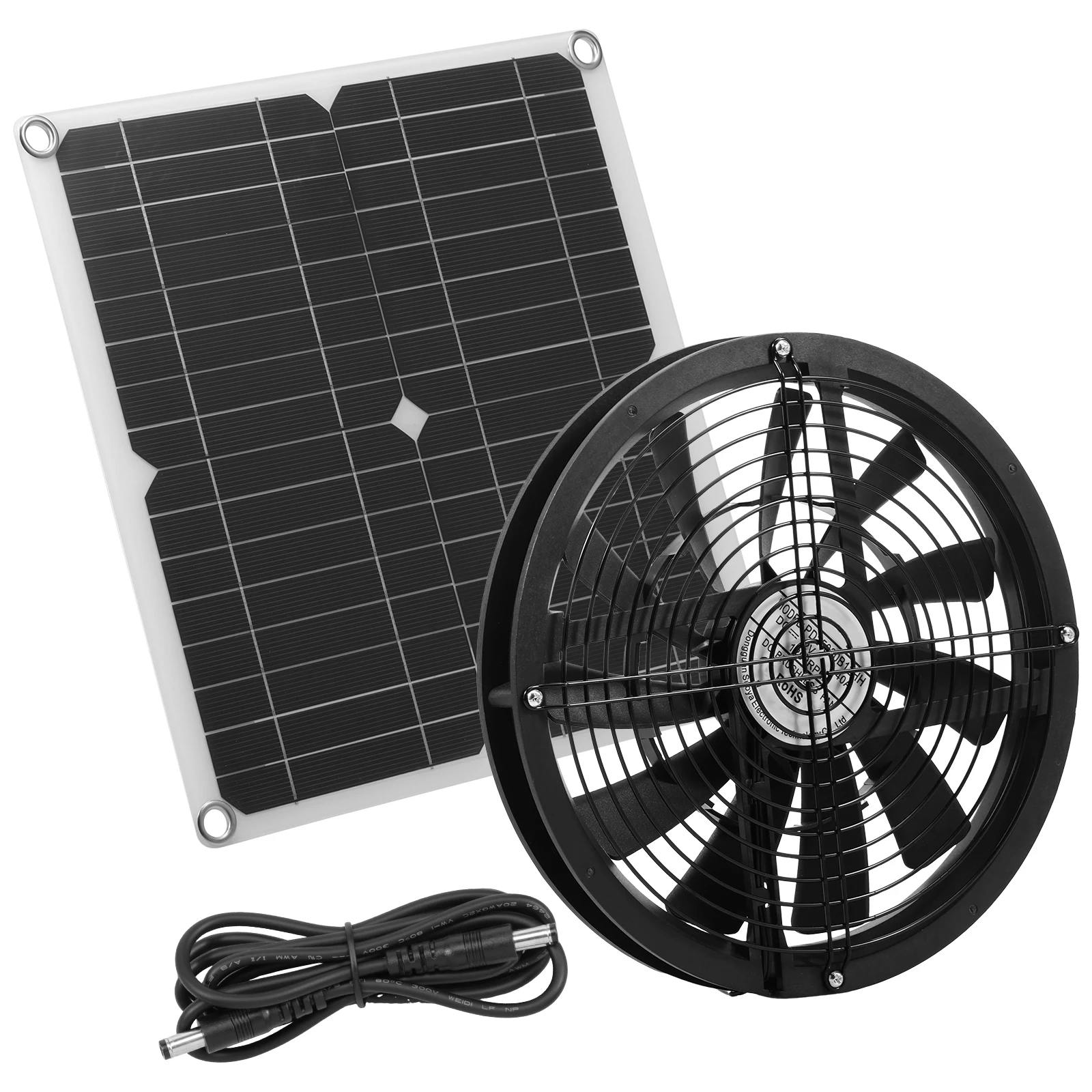 100W Solar Panel Fan Kit Waterproof Powered Exhaust Round Fan Maintaining Air Circulation for Chicken Coop Greenhouse Shed