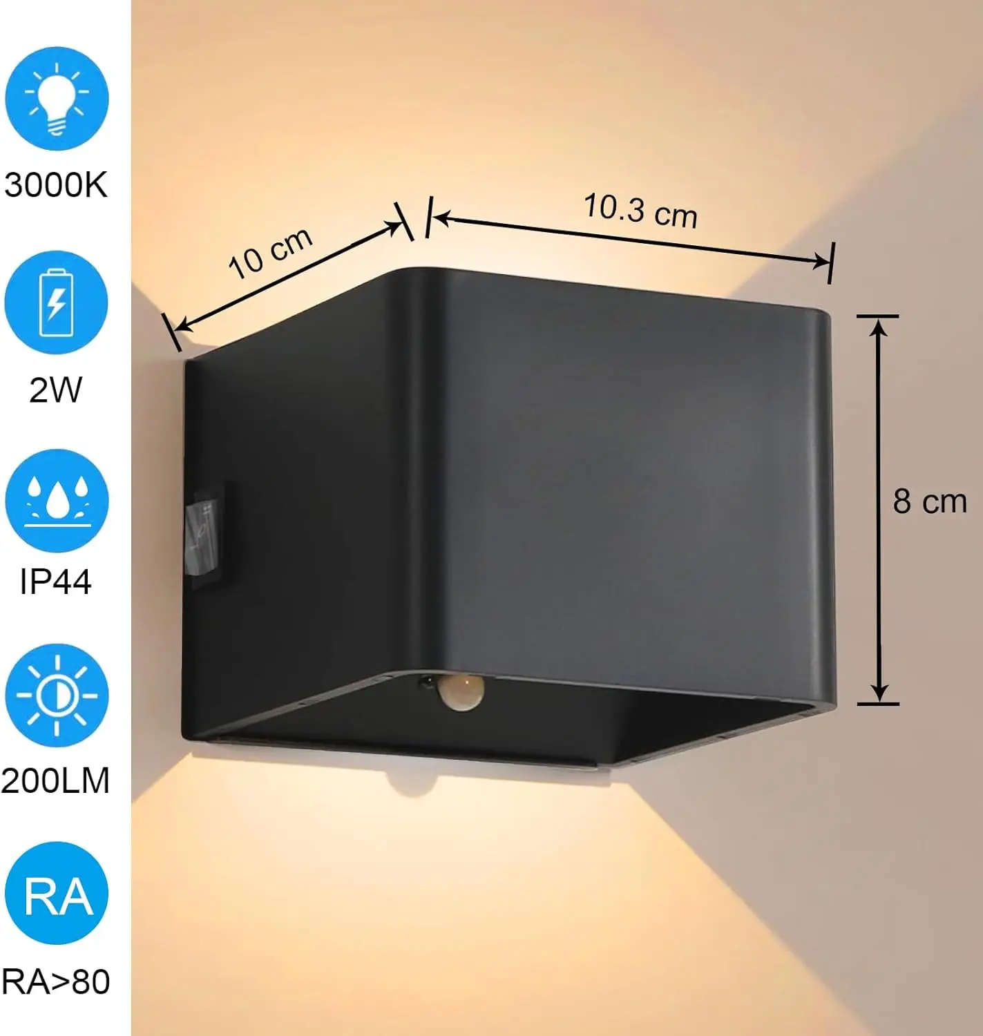 Indoor Outdoor LED Wall Light, with Motion Sensors, USB Rechargeable Wall Lamp, Night Light, for Stairs, Living Room, Corridor