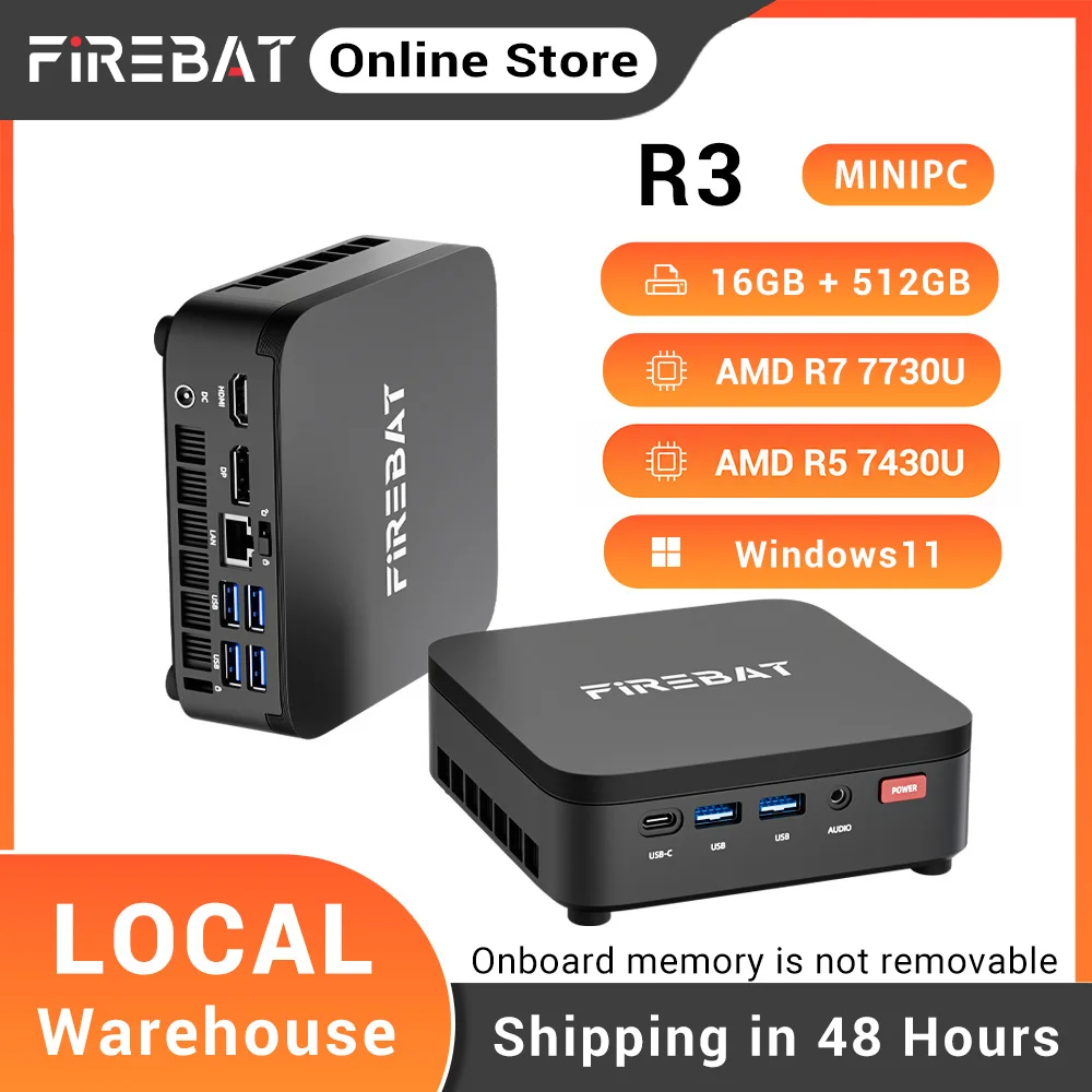 

Firebat R3 Mini Pc Amd Ryzen7 7730U Ryzen5 7430U Lpddr4 16Gb Ram M.2 Pcie 512Gb Ssd Wifi6 Bt5.2 Windows11 Desktop Computer