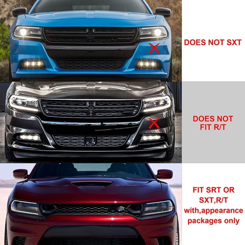 NCSMT 2Pcs Black Front Grille Intake Bezel Cover Trim for 2015-2020 Dodge Charger SRT Scat Pack Daytona Car Accessories