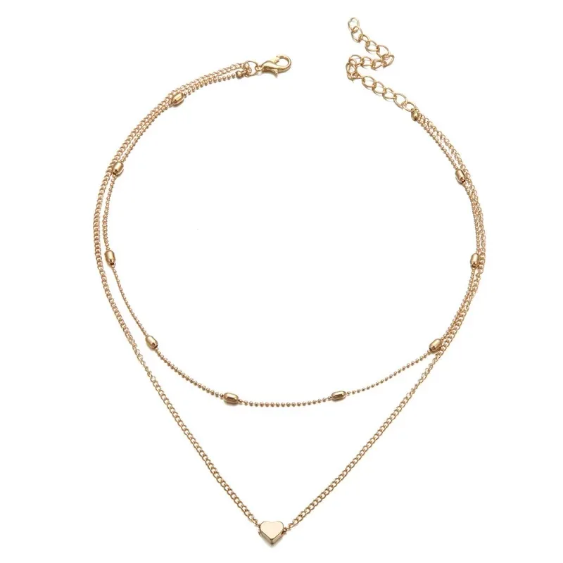 New Minimalist Clavicle Necklaces for Women Tiny Heart Love pendants Neck Chain Fashion Jewelry Beach Summer Collares Necklace