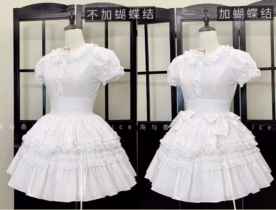 Spring Summer Fashion Sweet Lace-up High Waist A-line Short Skirts Elegant French Lolita Cute Girl Versatile Cake Princess Skirt
