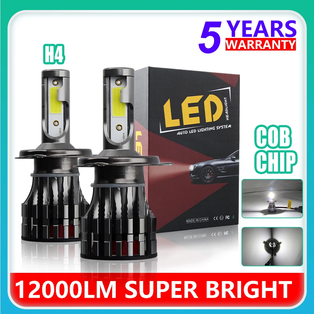 

HAOLIDE H7 Led Headlamp Bulb 12000LM H1 H4 H11 9005 HB3 9006 Mini Fog Lights High Power 6500K 12V 24V Car Headlight Turbo Lamps