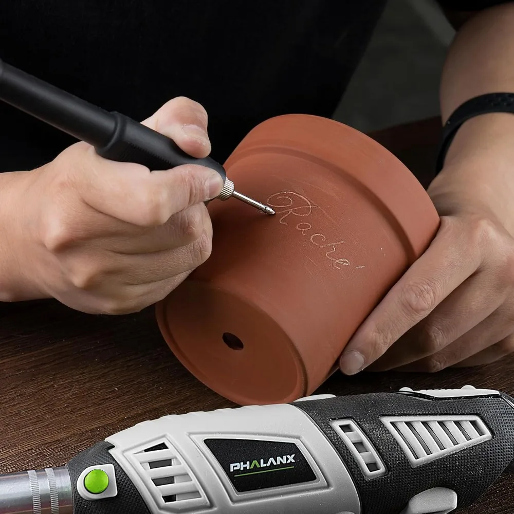 مجموعة أدوات دوارة 180 وات مع عمود مرن متغير 6 سرعات، مجموعة ملحقات 213 قطعة للاستخدام متعدد الأغراض