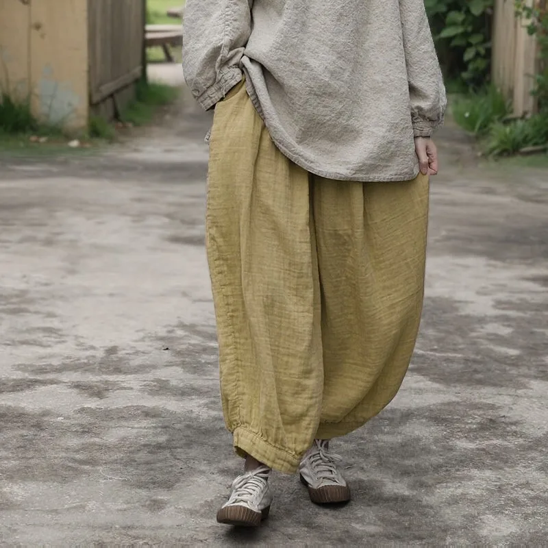 UMI MAO Trousers Spring Autumn New Soft Comfortable Loose Fit Artistic Simple Combed Cotton Texture Wide-Leg Pants Femme