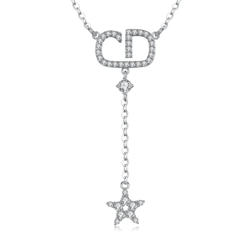 

Long Tassel Necklace 925 Sterling Silver Letter Star Pendant Korean Fashion Women'S Neck Chain K Gold Jewelry And Accessories