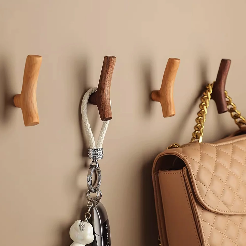 Tree Branch Hook Wall Mounted Wooden Hook Non-slip Hook For Coats Bags Hats Key Hanger With Screws Bathroom Decor Organizer Hook view 3