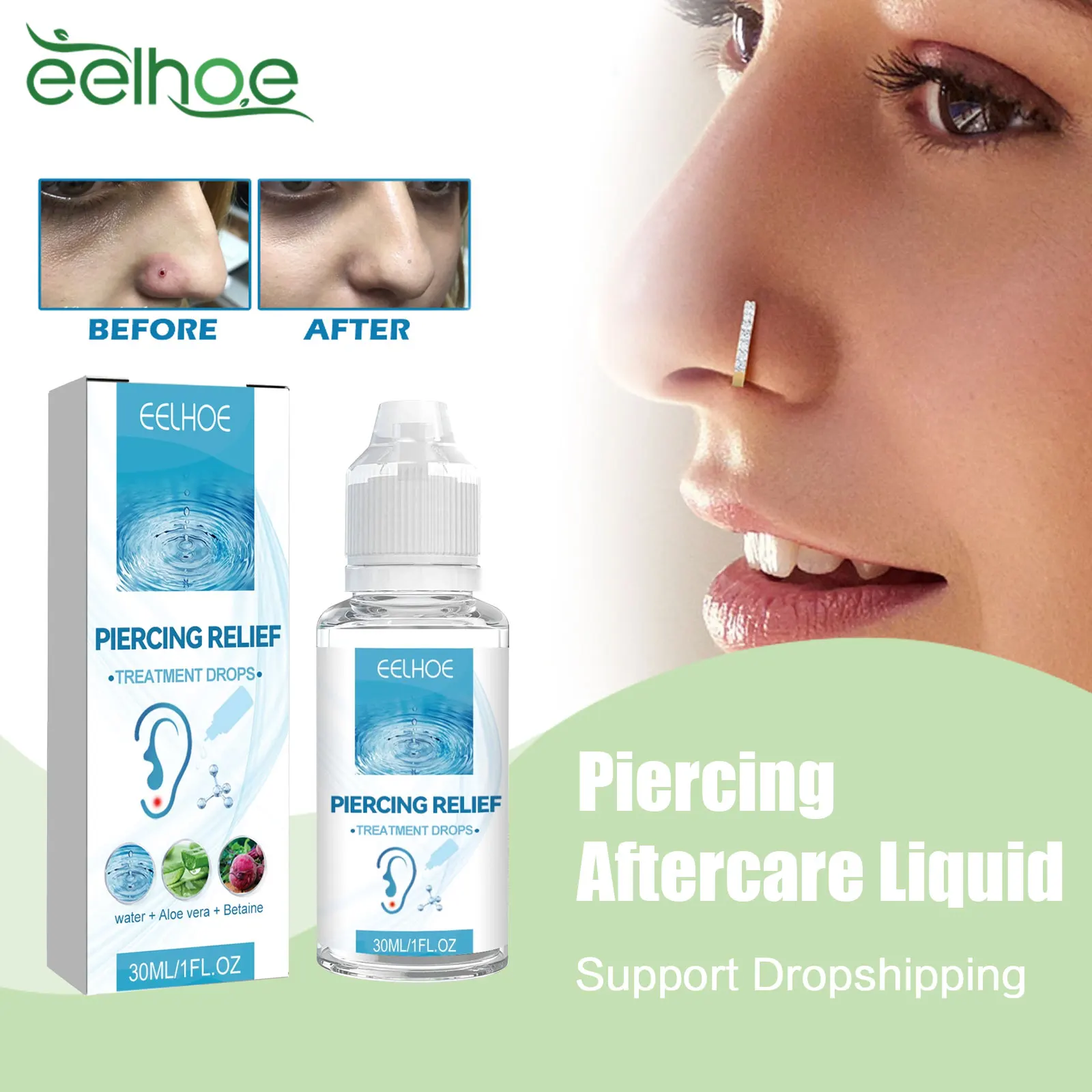 

Piercing Spray Disinfecting Aftercare Earrings Hole Cleansing Relieve Ear Nose Pierced Pain Swelling Ear Piercing Care Solution