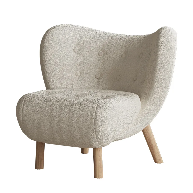 

Light luxury single sofa simple modern living room sofa chair Nordic Internet celebrity lamb wool designer white