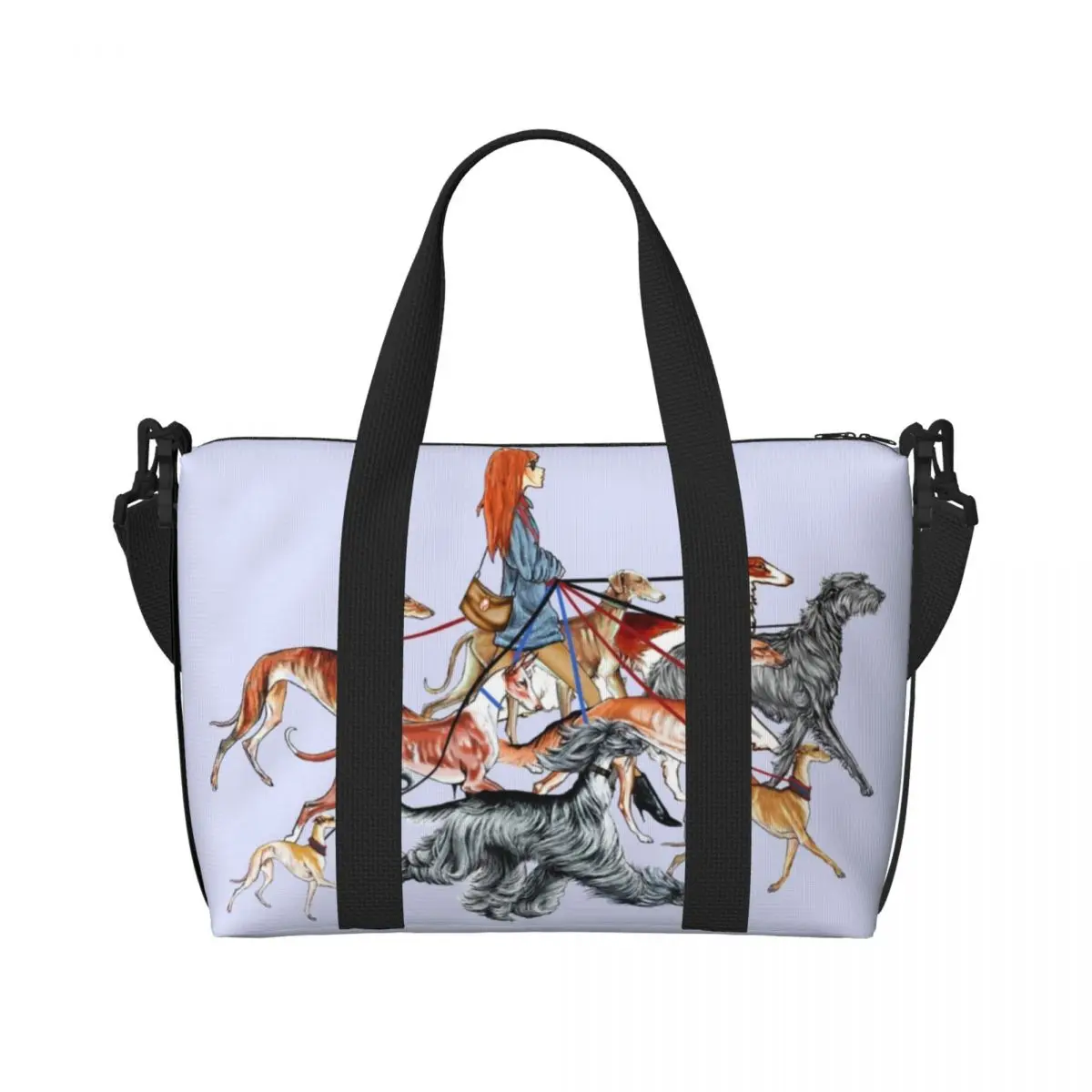 Custom Walking The Sighthounds Tote Bag for Women Large Capacity Whippet Greyhound Dog Gym Beach Travel Bags