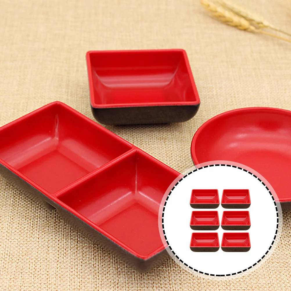 Melamine Square Sauce Dishes Japanese Seasoning Tray Square Soy Sauce Serving Plates Dipping Bowls Flatware