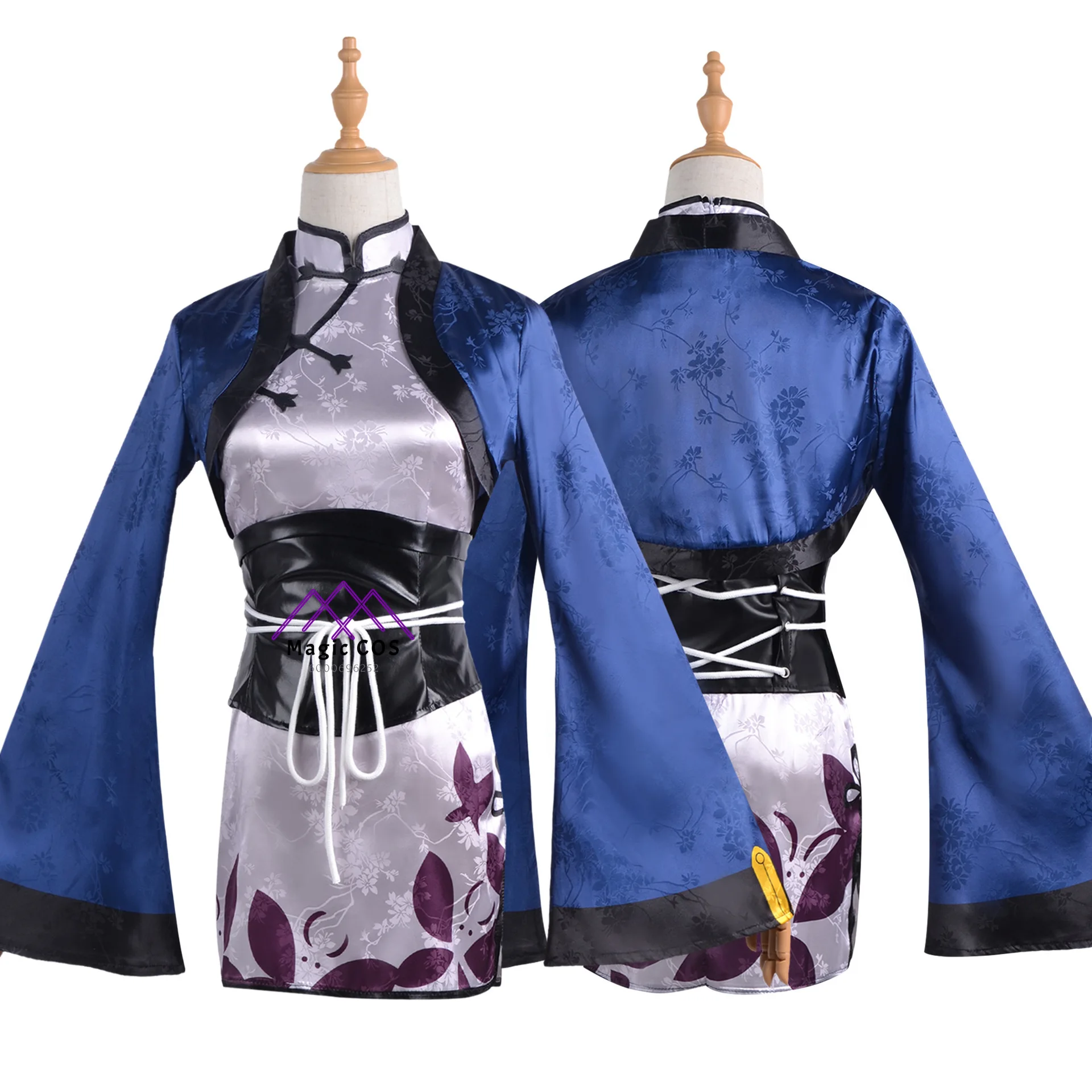 Anime Black Butler Ciel (Blaue Katze inspiriert) Cosplay Kostüm Mode Qipao Kleid Set Komplettset Hochwertige Rollenspielkleidung