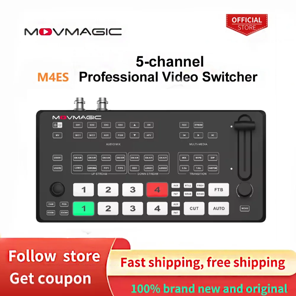 MOVMAGIC  M4ES 5CH SDI NDI HDMI-compatible Professional Video Switcher Video Audio Mixer 4K For Live Streaming Recording