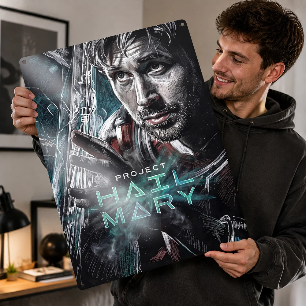 Project Hail Mary Hero Portrait Printed Poster Customized Metal Sign Cosmic Screen Style Wall Art Enhances Entertainment Space