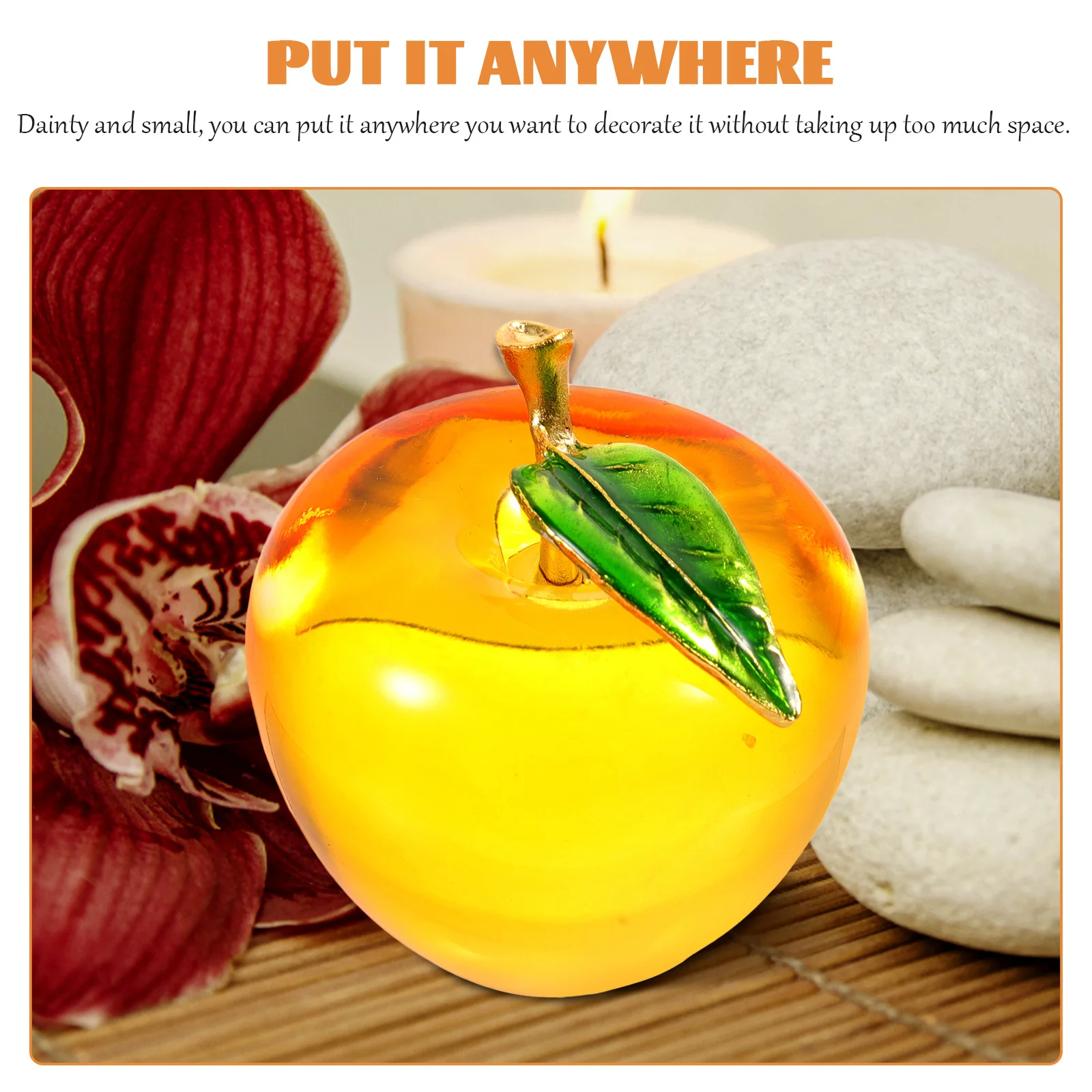 

Simulation Apple Ornament Crystal Desktop Decor for Home Living Room Office Car Use Elegant Craft Gift Idea Crystal