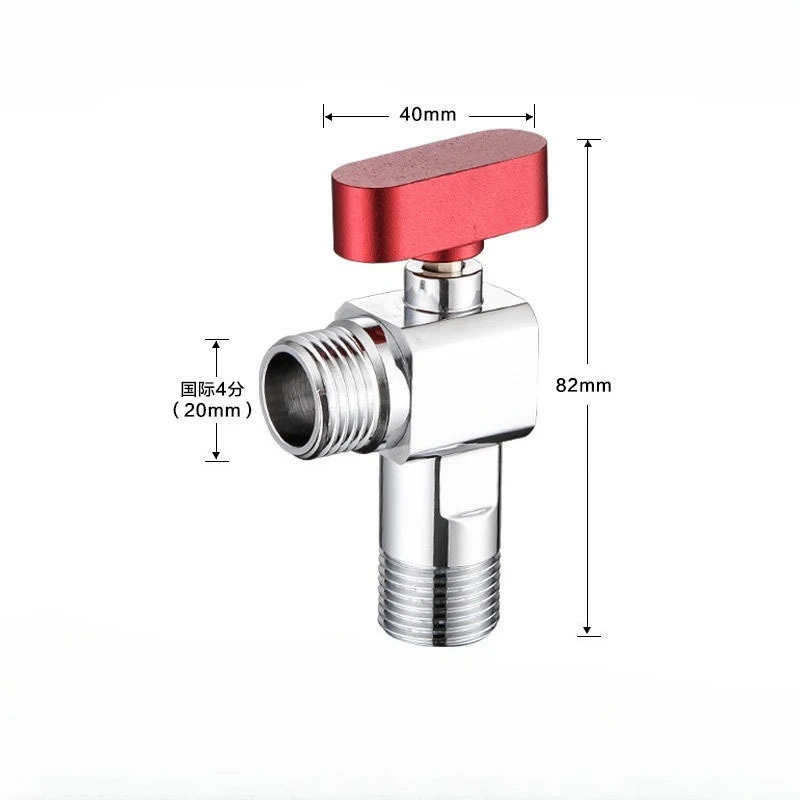 صمام زاوية بارد وساخن 4 نقاط، سخان مياه منزلي من الفولاذ المقاوم للصدأ، صمام كروي كبير التدفق، صمام زاوية مستقيم #4