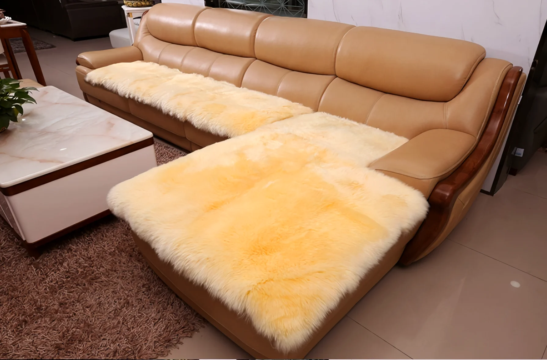 

Whole sheepskin cushion wool sofa cushion thickened non-slip fur one plush plush luxury fur cushion