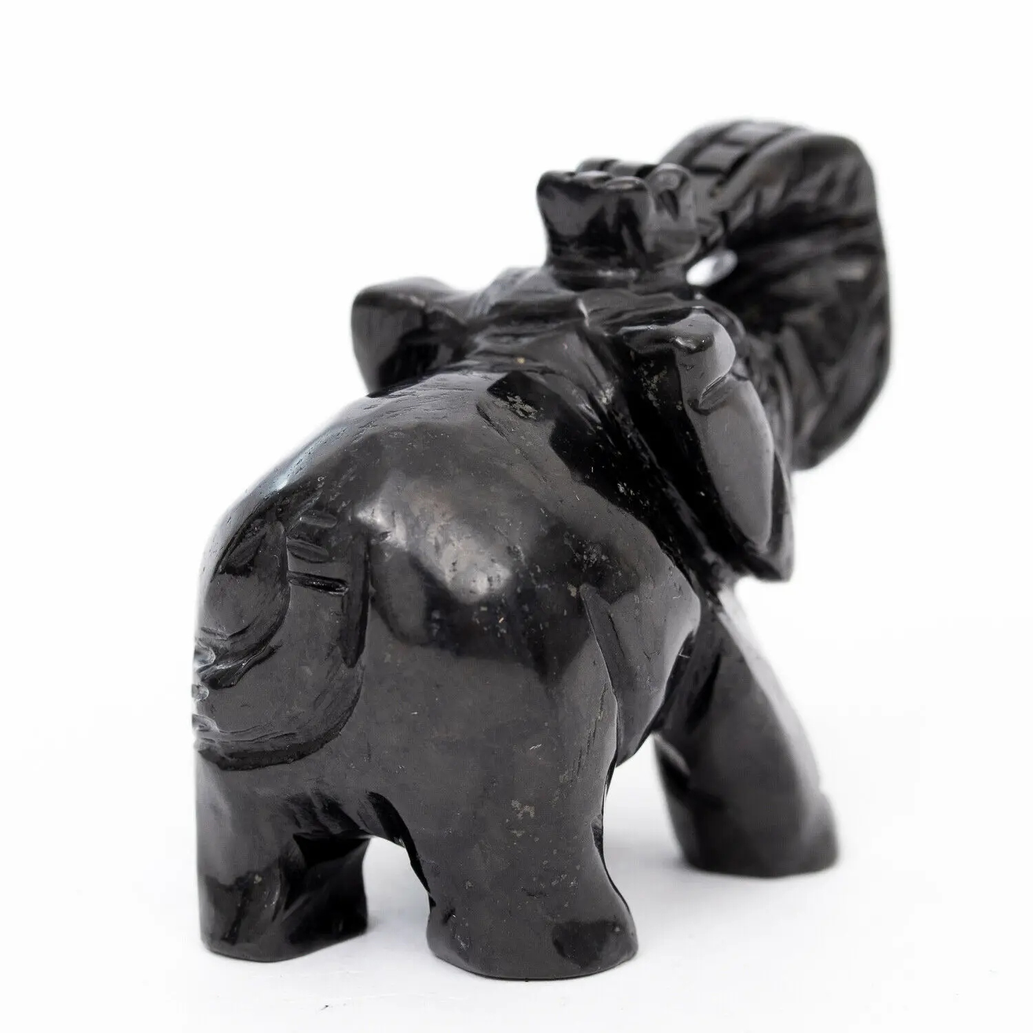 Authentic SHUNGITE carved Elephant sculpture animal stone