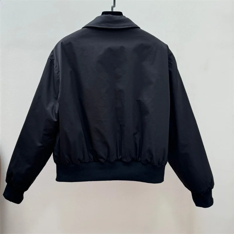 Women Winter Coat Autumn Black Colour M485947 White Down Zipper Jacket Down Long Sleeve Short Coat Women\'s Small Top keep warm