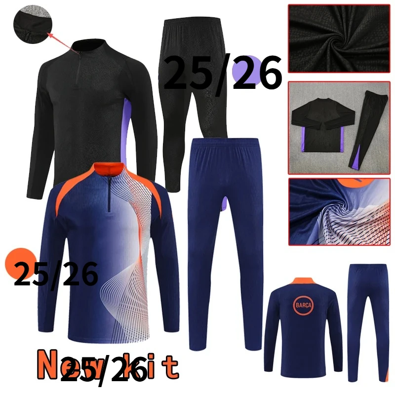 نمط مخصص 2025 2026 طقم أطفال للكبار للمنزل بعيدا 25 26 بدلة تدريب مخصصة برشلونة #1