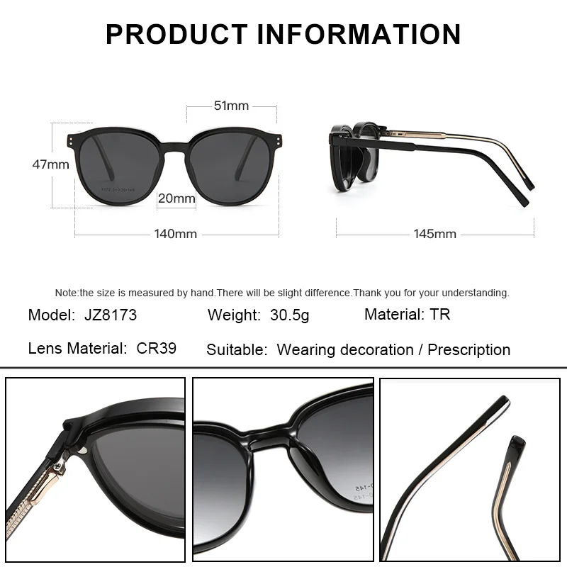 CLLOIO Outdoor Sunscreen Magnet Clip On UV Protection Sunglasses Men Women Anti Blue Light Myopia Prescription Reading Glasses - view 5