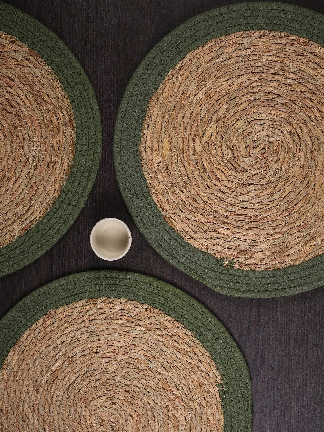 1/4pcs Christmas Natural Straw Seagrass Round Woven Place Mats Vintage Houseold Handmade Braided Dinning Table Coaster Placemats
