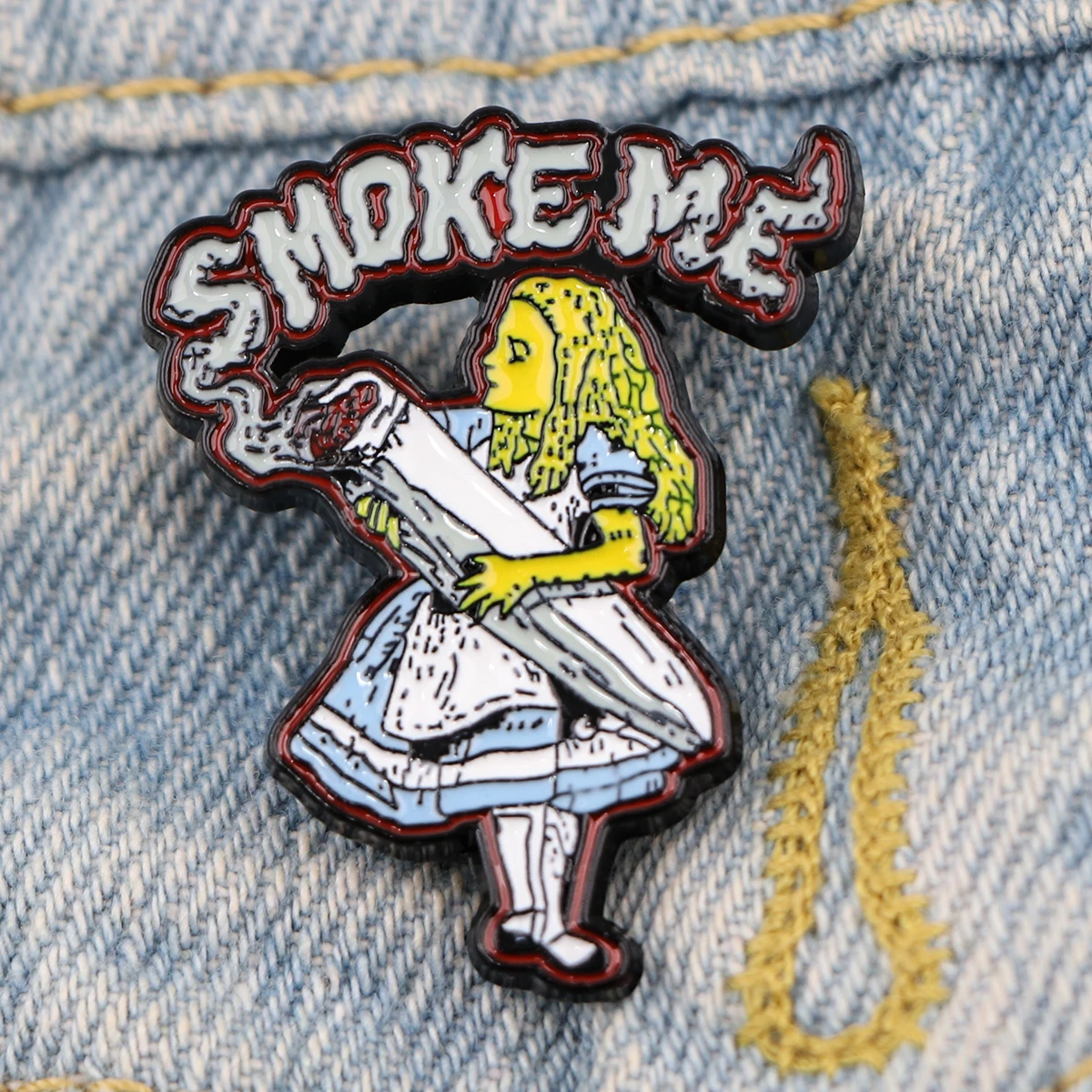 Smoke Me Girls Enamel Pin Anime Brooches for Women Men Lapel Pins Badges on Backpack Clothes Accessories Halloween Jewelry Gifts