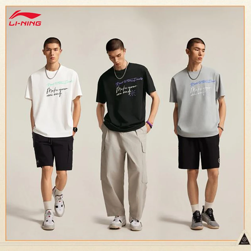 

LI-NING men Wade series loose soft comfortable short sleeved cultural shirt summer tops AHSV017