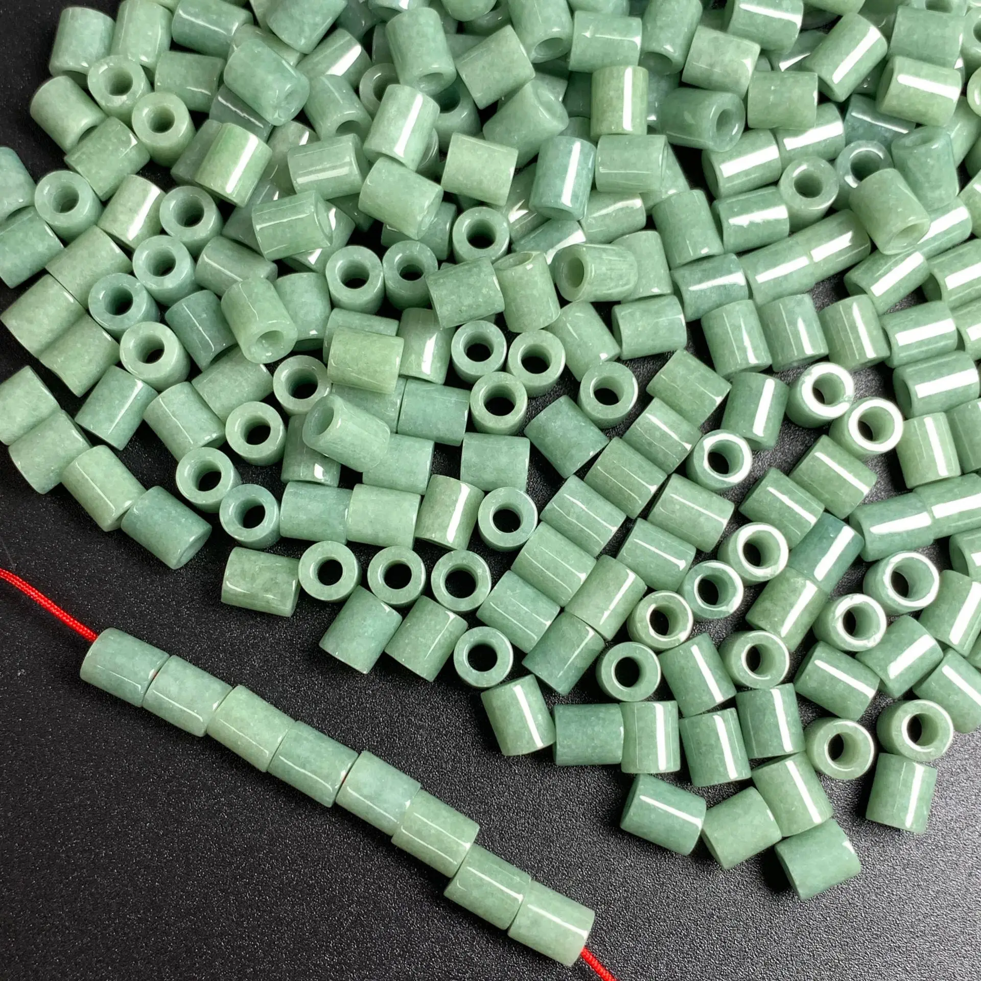 Natural A-Grade Jadeite Oil Blue Large Hole Bucket Bead for DIY Jewelry Making Bracelet Necklace Semi-Finished Accessories