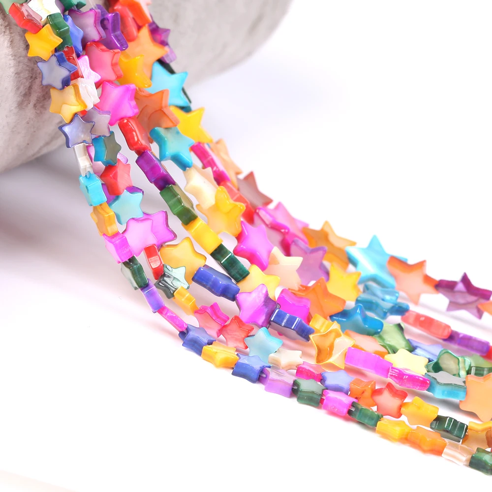 الطبيعية الملونة الخماسية نجمة قذيفة أم اللؤلؤ خزر عازل لصنع المجوهرات قلادة سوار ذاتي الصنع اليدوية 6/8/10 مللي متر