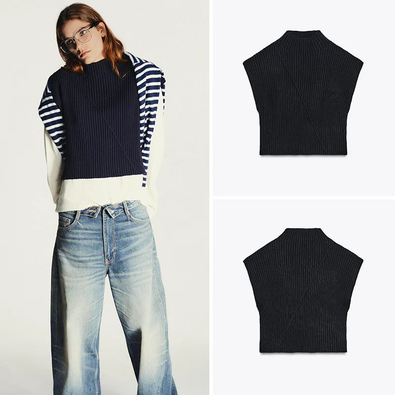 

Spring New Arrival Women's Casual Pure Color Ribbed Vest Knitwear Comfortable Versatile Single Piece Knitted Sweater