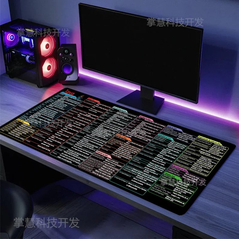 Spanish Java Programing Mouse Pad Large Extended Shortcuts Keyboard Mousepad Cheat Sheet Non-Slip Desk Mat for Software Engineer