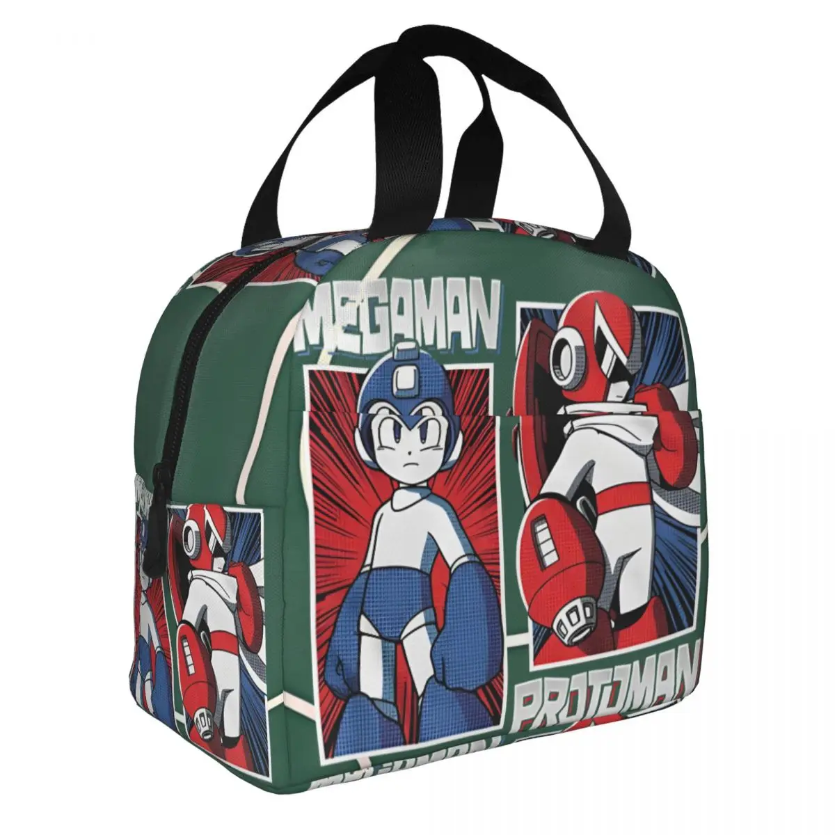 Girl Boy｠ Food Container Red Blue Strengthen Handles Mega Man Leakproof InsulatedFood PouchFor Work Office