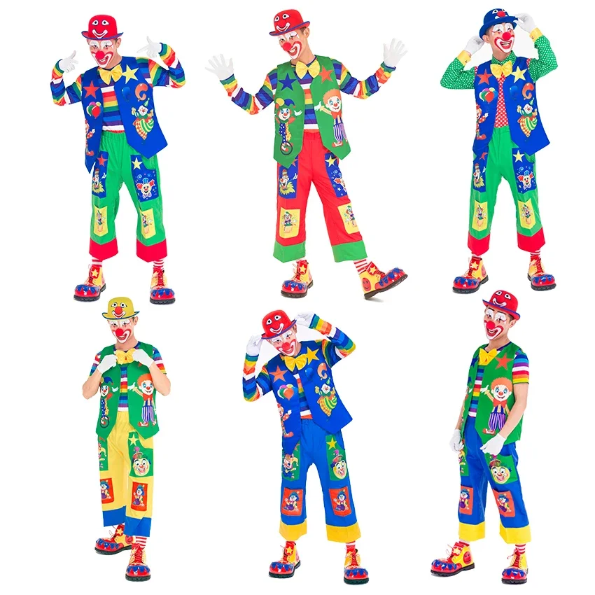 

16 styles high quality clown costumes for adults festival cosplay halloween party clothing clown suit for men funny cosplay
