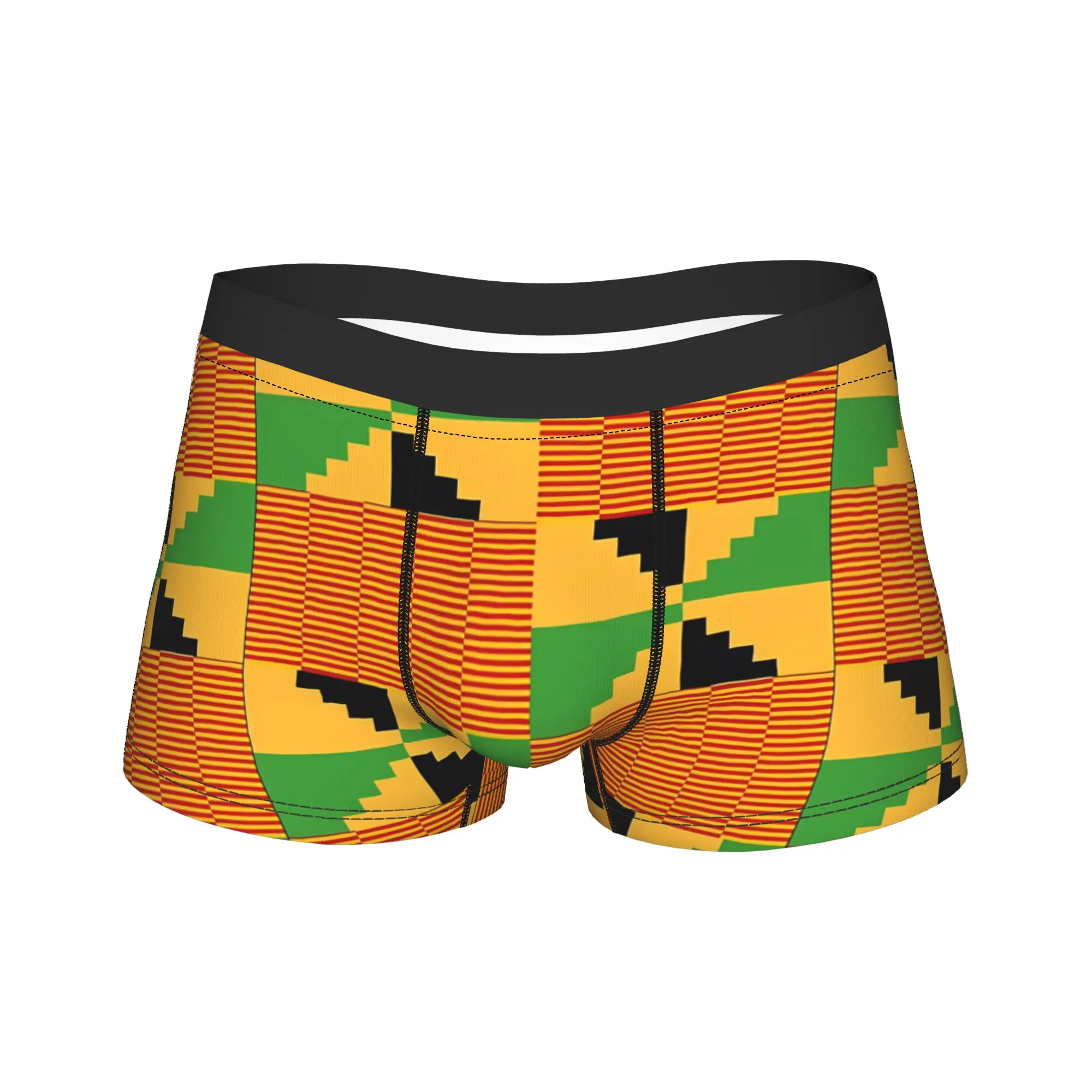 African Pattern Authentic Kente Cloth Underwear  Male Underpants Custom Breathable Boxershorts Quality Boxer Brief Big Size