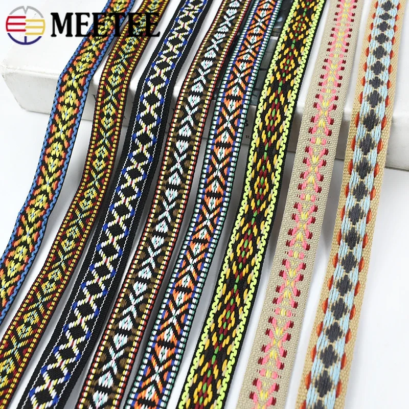 5/10M Meetee 20mm Jacquard Webbing Ethnic Lace Ribbon for Backpack Strap Clothing Shoes Decor Webbings DIY Sewing Accessories