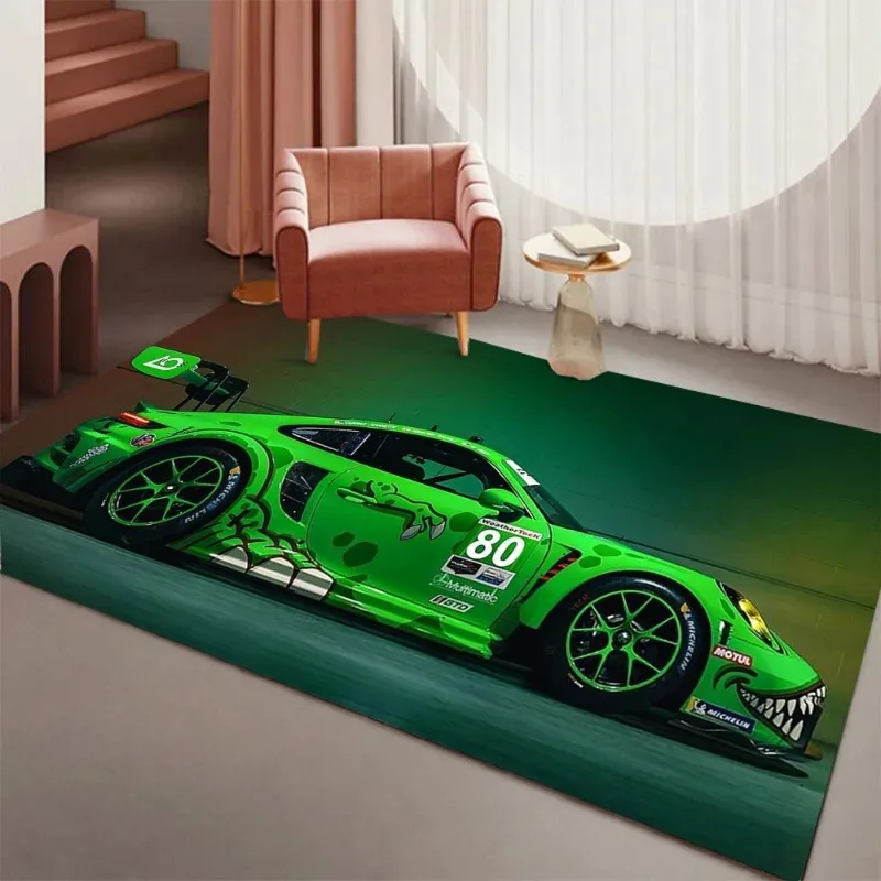 VIKAMA Moderner Racing-Lounge-Bodenteppich, Wohnzimmer-Sofa-Couchtisch, Gaming-Raum Rutschfester Komfort-Fußteppich Heimdekoration