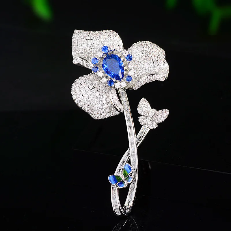 

Fashion Exquisite Design Butterfly Flower Women Brooch Elegant Cubic Zirconia Classic Niche Corsage Dress Decoration Pin Jewelry