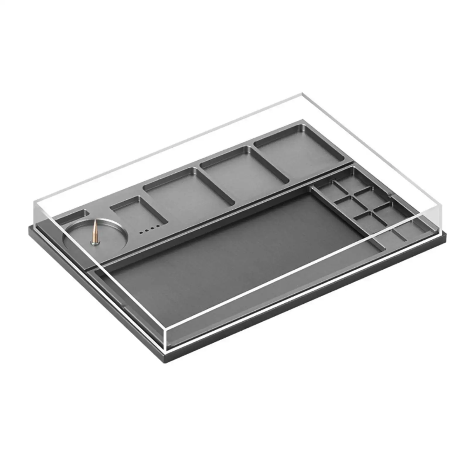 Alloy Metal Watch Parts Organizer Tray with Clear Lid for Secure Storage Dustproof Repair Tool Box for Professional Watchmaker