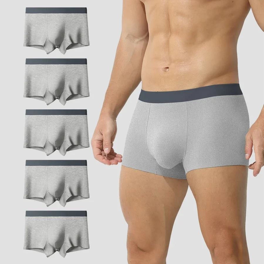 

5PCS Men's sports boxer shorts, comfortable and breathable underpants, simple style boxer shorts, men's short underpants.
