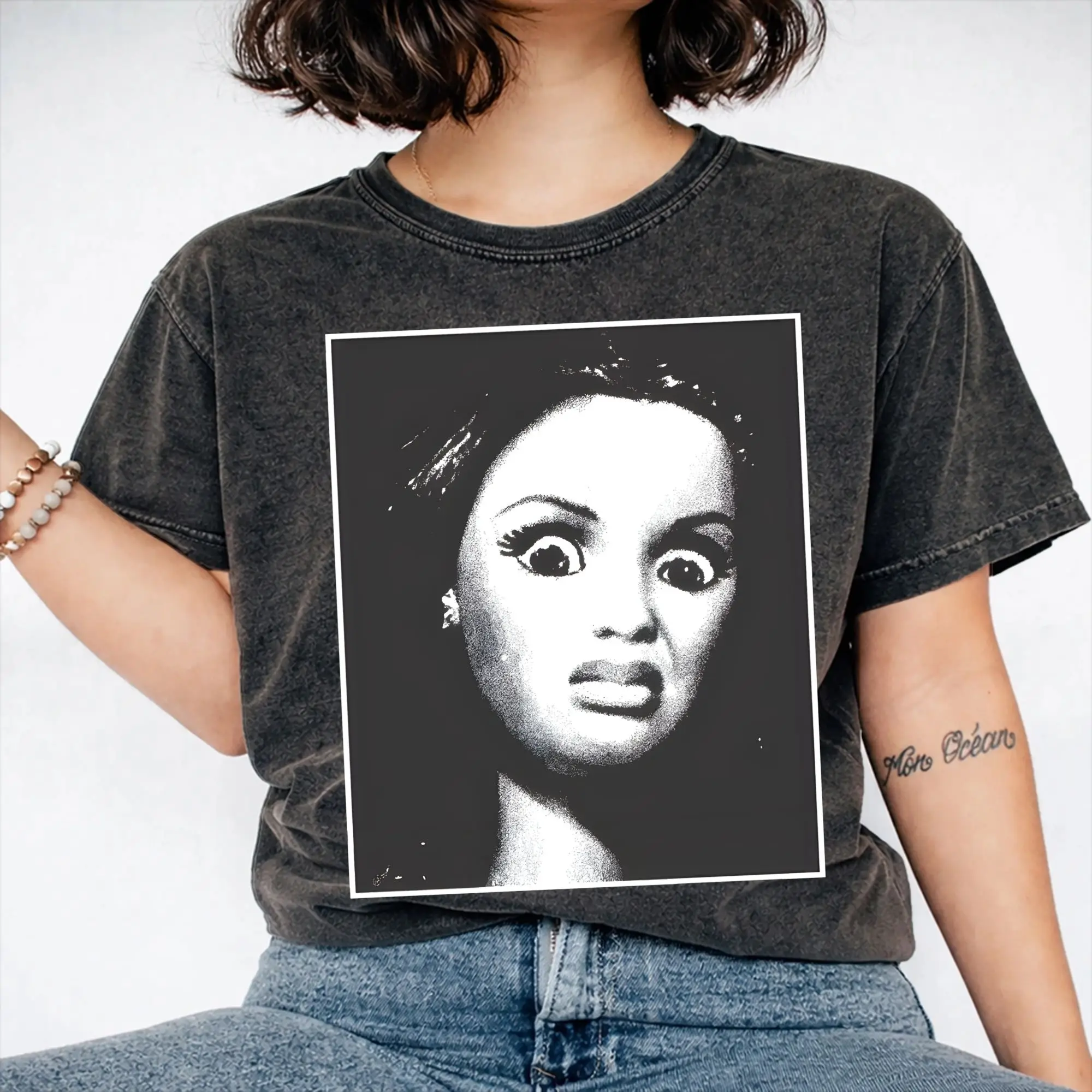 Disgusted Face Meme Doll Babe Apparel Washed T Shirts for Men Women Streetwear Hip Hop T-Shirts Summer  Tee Shirt Short Sleeve