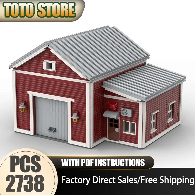 City Street View Moc Building Bricks Seafood Processing Warehouse Technology Modular Blocks Gifts Christmas Toys DIY Assembly