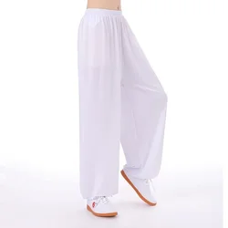 Tai Chi Clothing Pants Unisex Tai Chi Pants Ice Silk Morning Exercise Summer Plus Size Loose Bloomers Practice Martial Arts Pant