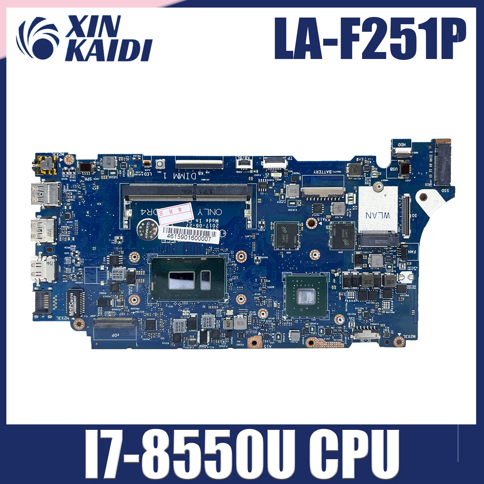 

For DELL Inspiron 7472 7572 CN-0WV6GW 0WV6GW Mainboard Laptop Motherboard LA-F251P With I7-8550U CPU 100% Working Well