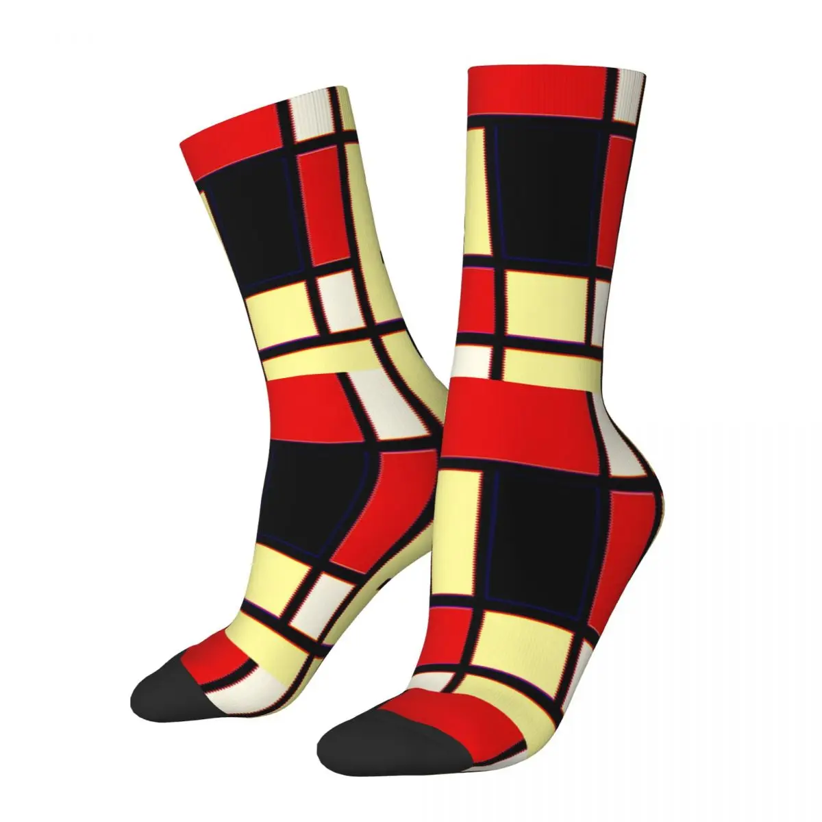 Autumn Winter Hip-hop Women Men Mondrian Glitch Socks Minimalist Geometric Breathable Crew Socks