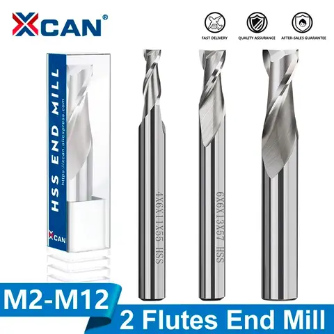 1PC HSS 2 Flute End Mill 2mm-12mm Straight Shank Carbide Milling Cutter End Mill CNC Router Bit Woodworking Machine Tool