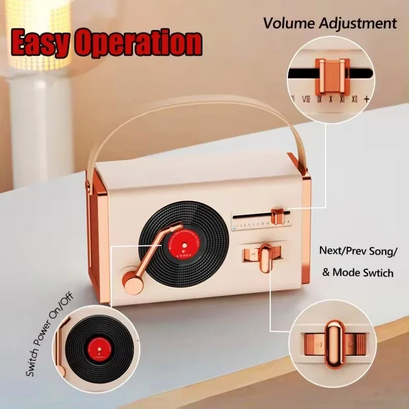 On Sale C-220plus Multifunctional Vinyl Record Player Karaoke Bluetooth Speaker Portable Handheld Mini Audio Support AUX/TF Card