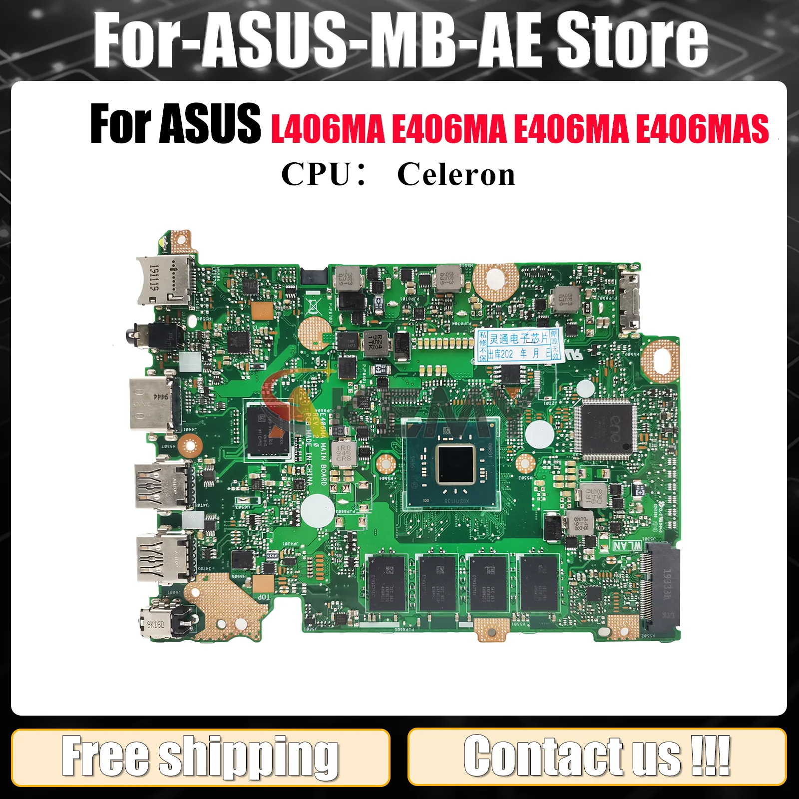 

E406MA Laptop Motherboard For ASUS EeeBook E406M E406MAS E406MA L406MA Notebook Mainboard W/ Celeron CPU 100% tests OK fast ship