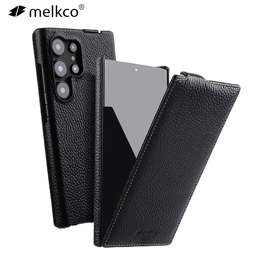 

Melkco Genuine Leather Flip Phone Case for Samsung Galaxy S24 Ultra Plus Cow Business Bag Cases Cover